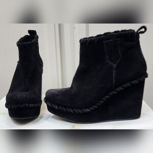 Pedro‎ Garcia Hedy Black Suede Wedge Ankle Boots Size 6